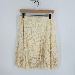 Vintage Y2K Cream Floral Lace Overlay Skirt Mesh Size XL Coquette Boho Shabby